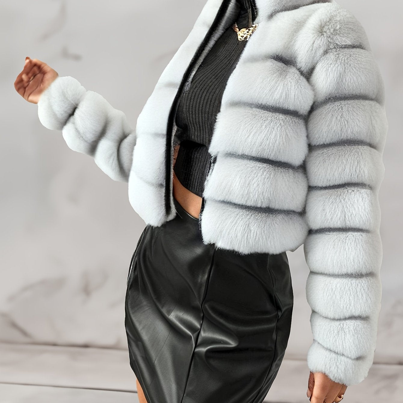 Elegant Luxe Faux Fur Coat - Soft, Warm