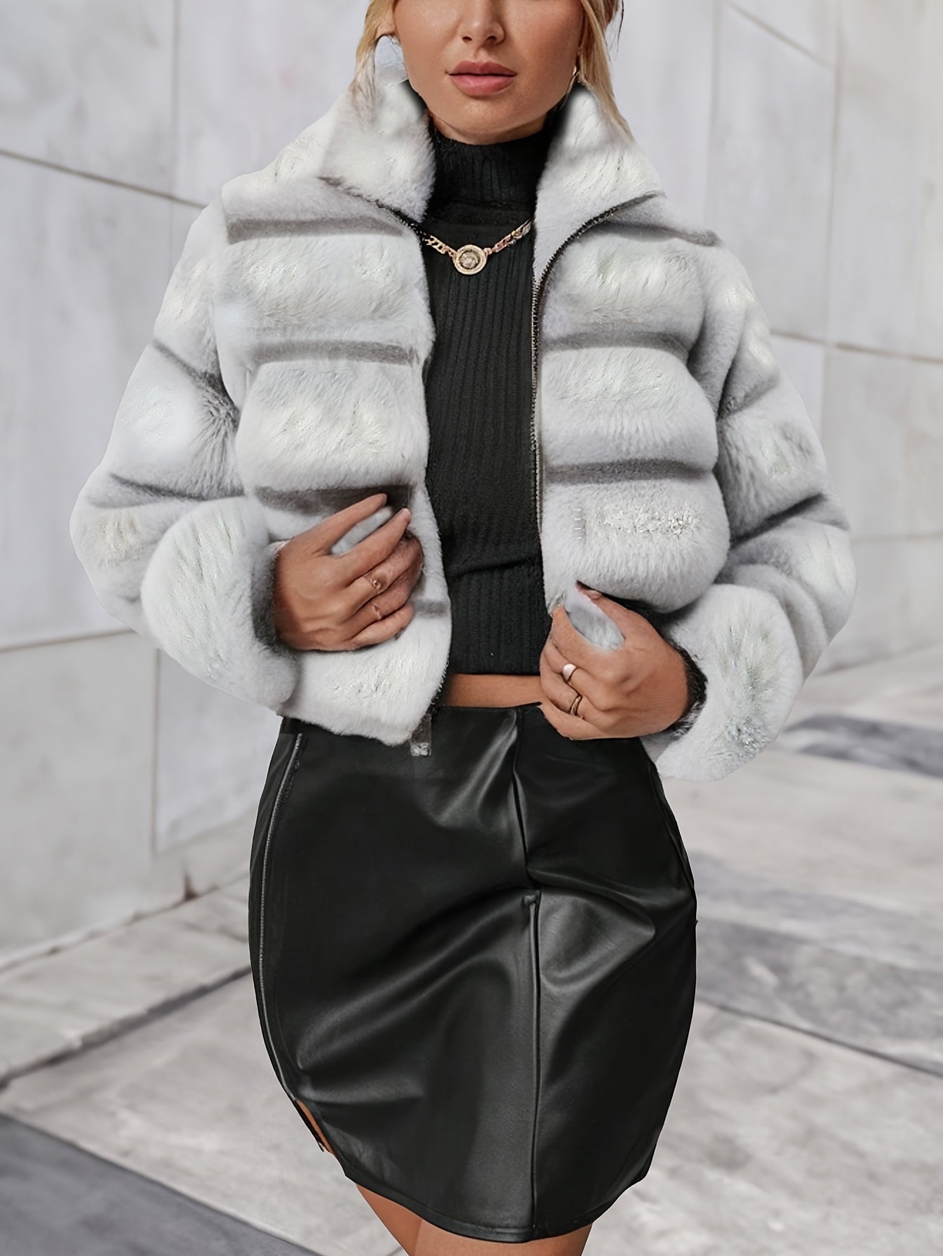 Elegant Luxe Faux Fur Coat - Soft, Warm