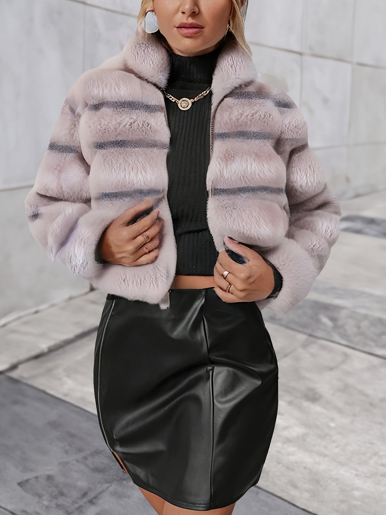 Elegant Luxe Faux Fur Coat - Soft, Warm