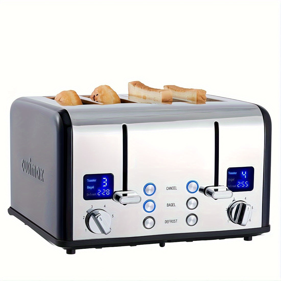 Cusimax 4-Slice Stainless Steel Toaster with Ultra-Clear