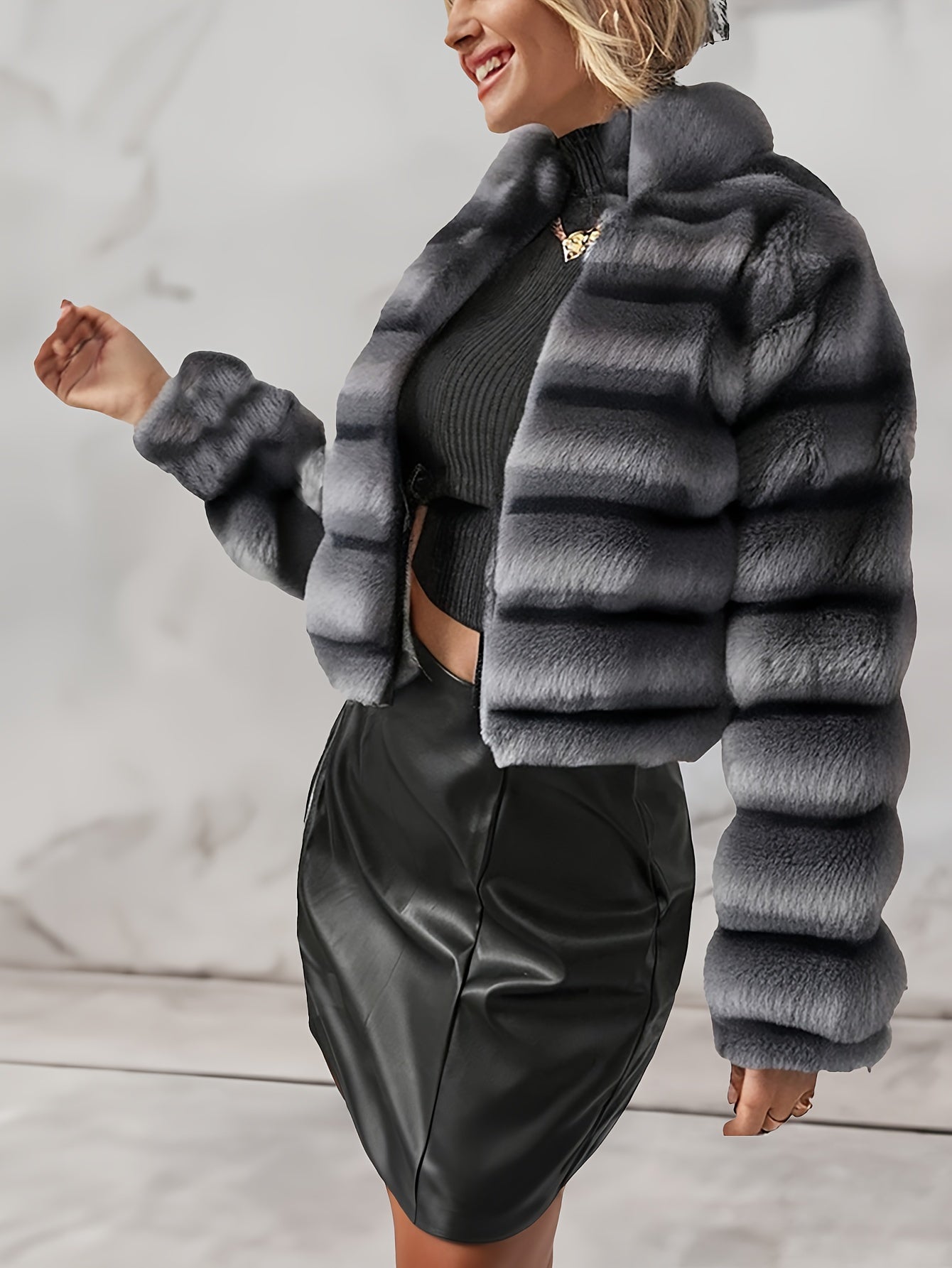 Elegant Luxe Faux Fur Coat - Soft, Warm