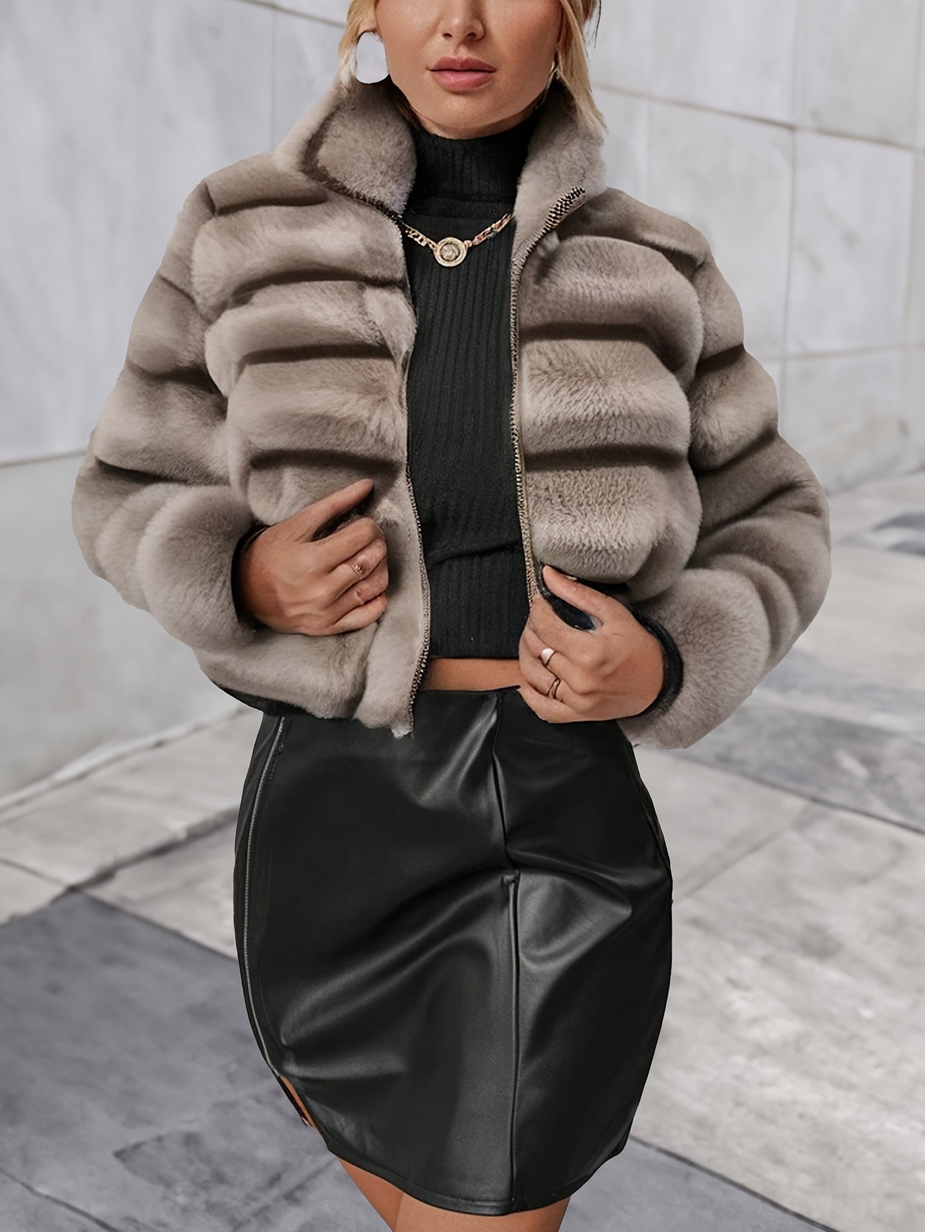 Elegant Luxe Faux Fur Coat - Soft, Warm