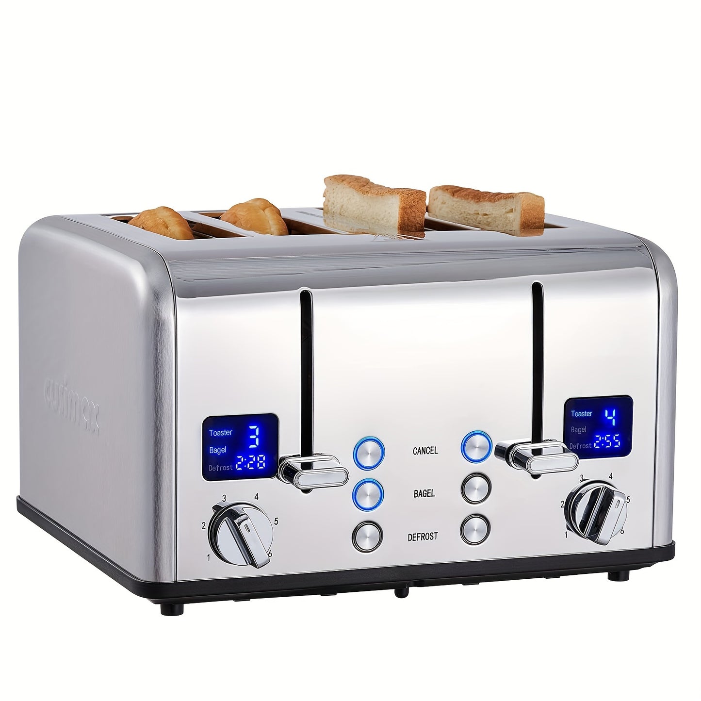 Cusimax 4-Slice Stainless Steel Toaster with Ultra-Clear