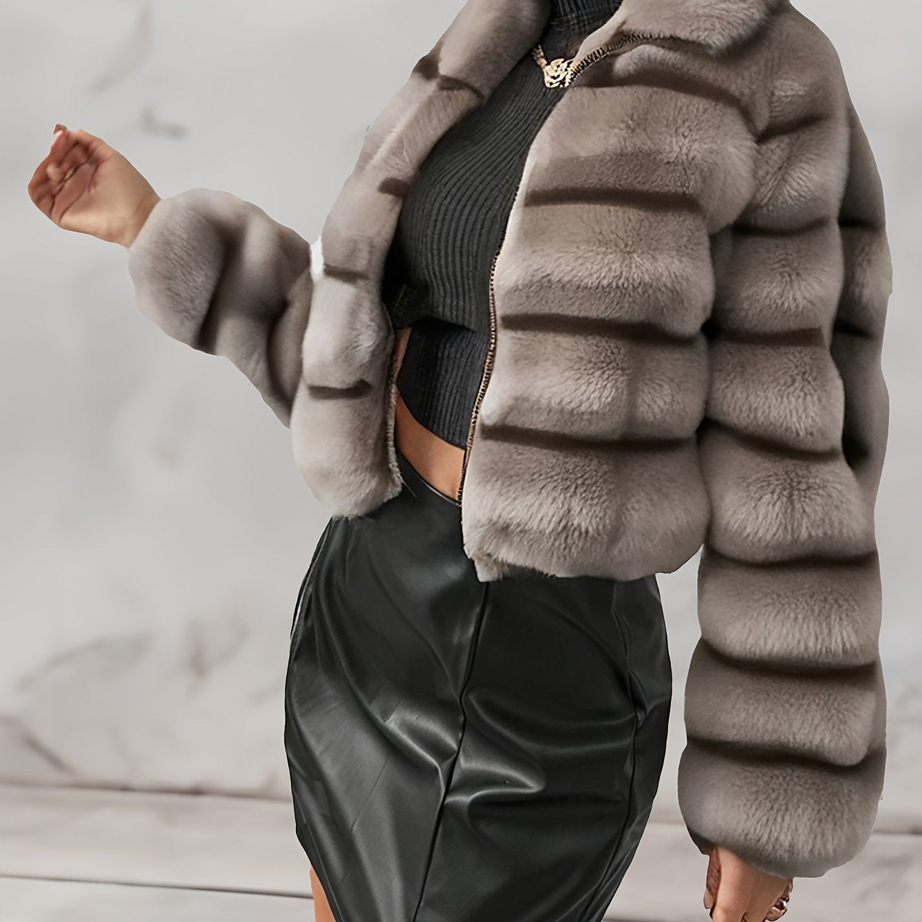 Elegant Luxe Faux Fur Coat - Soft, Warm