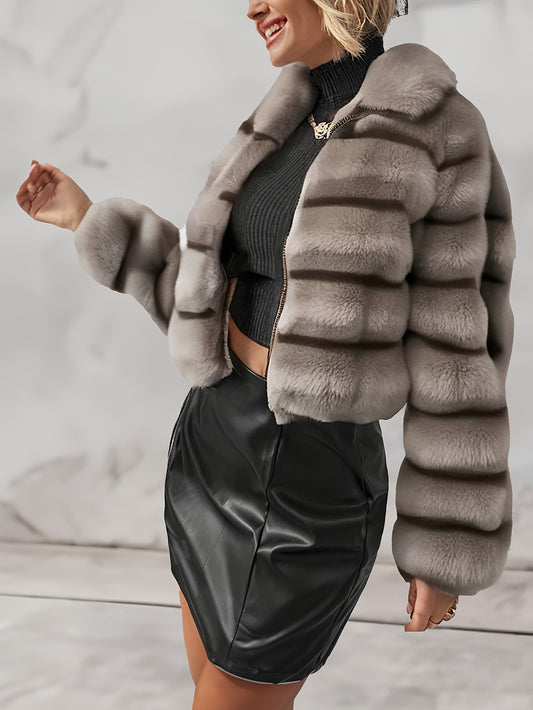 Elegant Luxe Faux Fur Coat - Soft, Warm