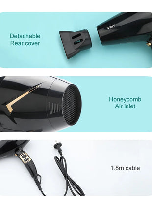 VGR 1800-2200W Powerful Electric Hotel Professional Hair Dryer
