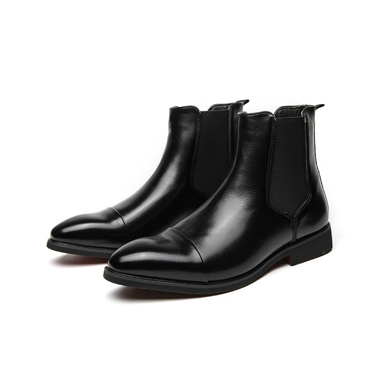 Boots for Men Red Sole Pu Ankle Business