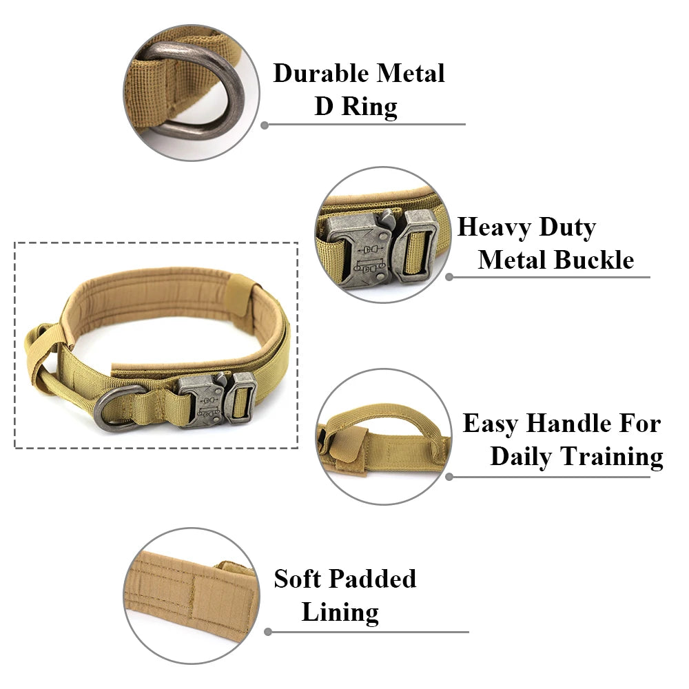 Heavy Duty Tactical Dog Collars with Handle Military Collar