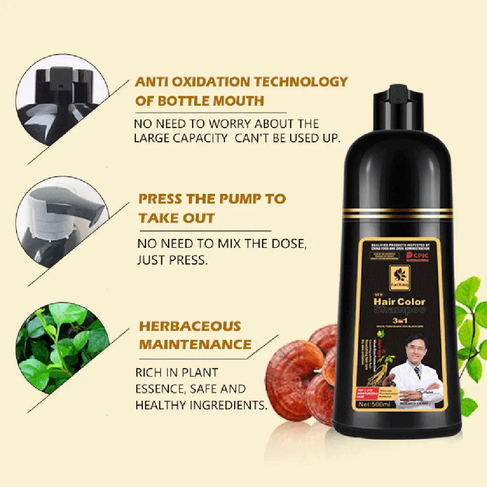 Black Hair Dye Shampoo for Women& Men