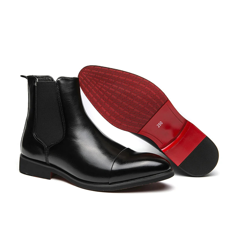 Boots for Men Red Sole Pu Ankle Business