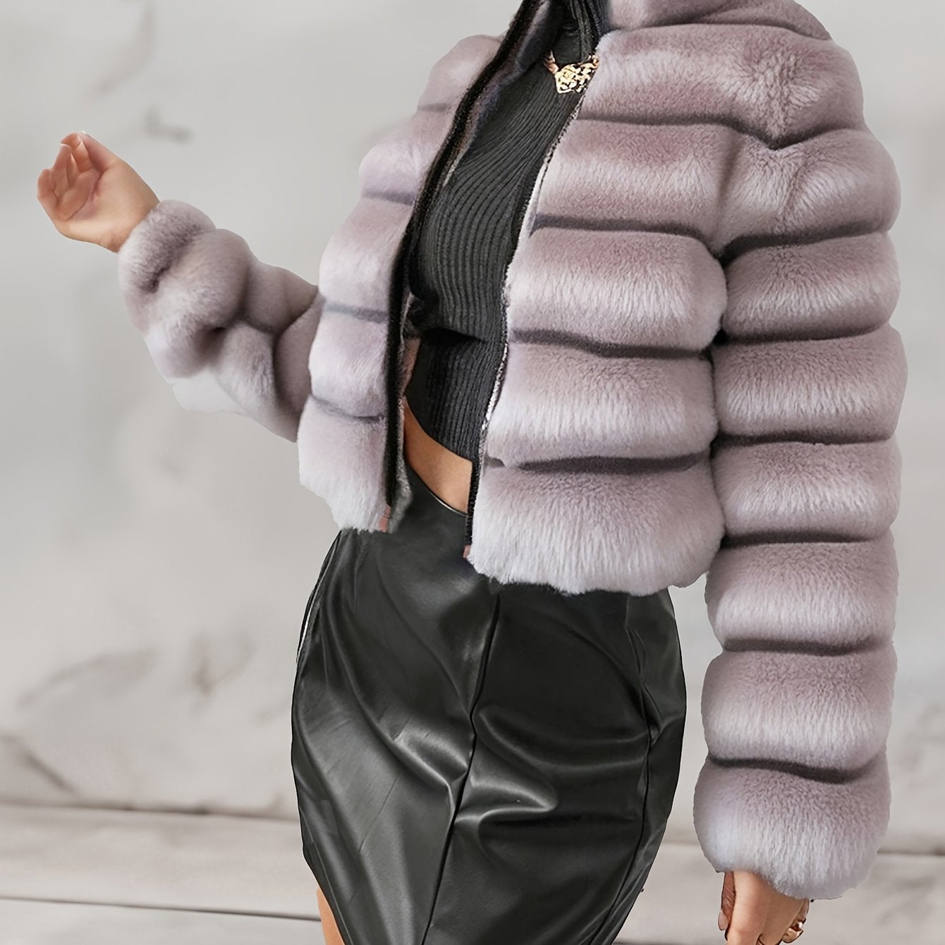 Elegant Luxe Faux Fur Coat - Soft, Warm