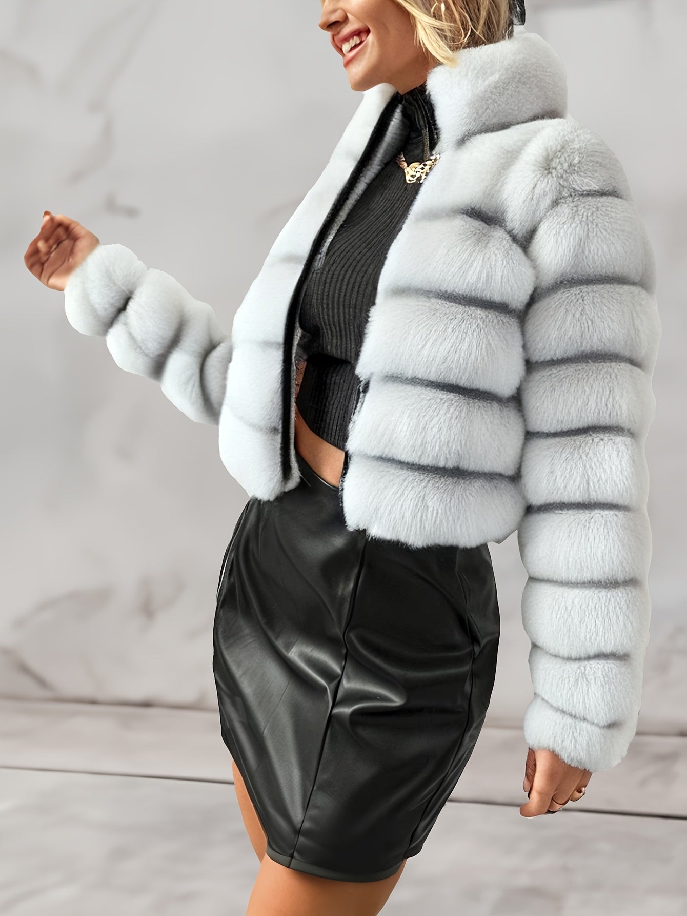 Elegant Luxe Faux Fur Coat - Soft, Warm