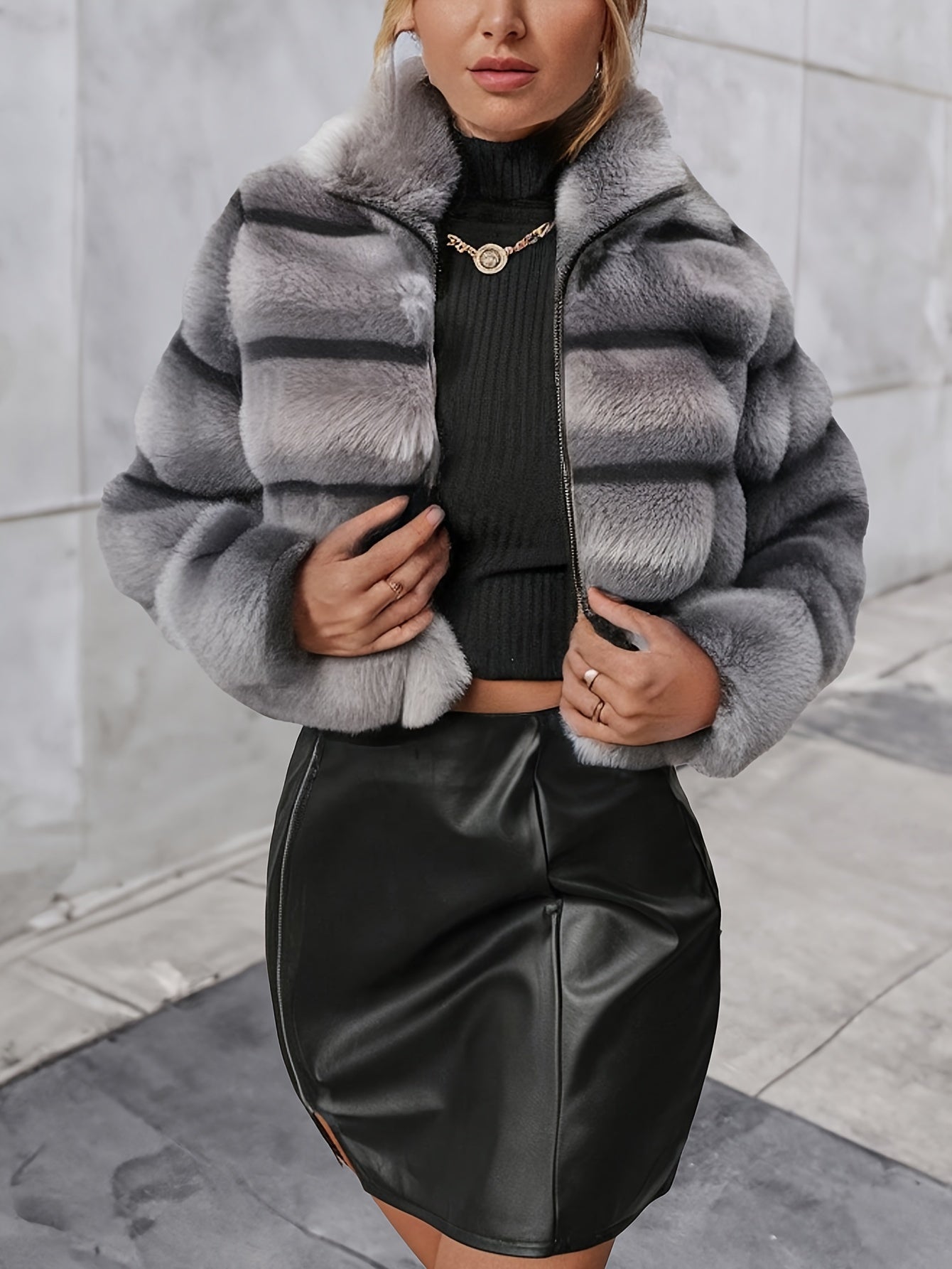 Elegant Luxe Faux Fur Coat - Soft, Warm